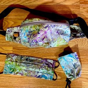 Pandemic Fanny Pack, Mask, Sanitizer peacock light